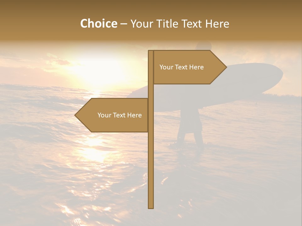 Silhouette Of Surfer At Sunset PowerPoint Template