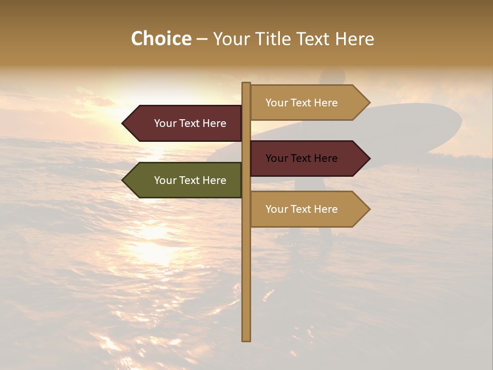 Silhouette Of Surfer At Sunset PowerPoint Template