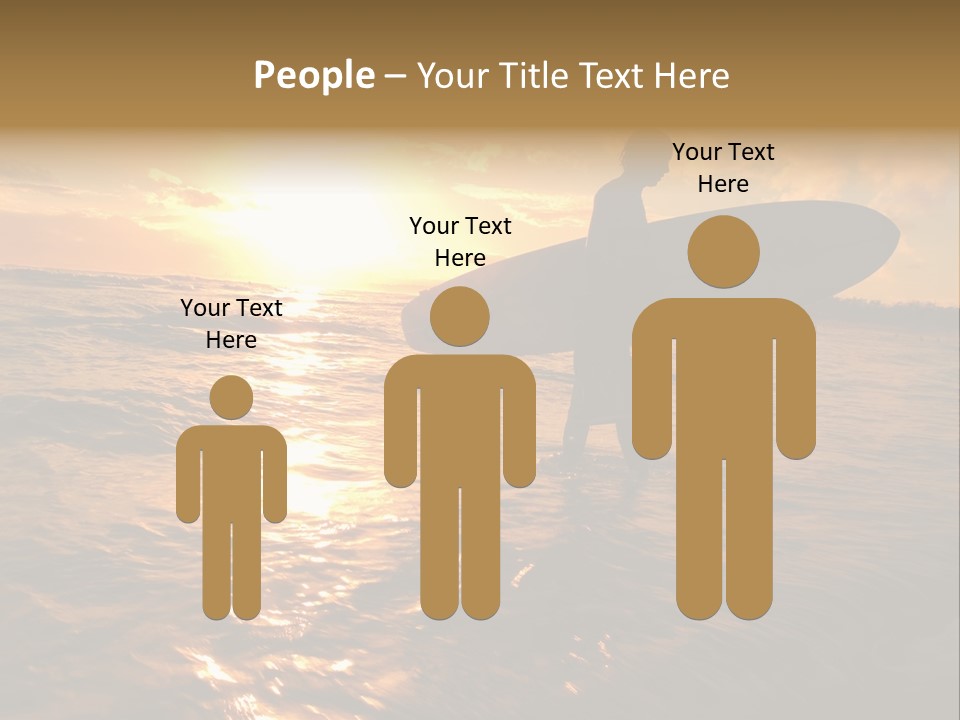 Silhouette Of Surfer At Sunset PowerPoint Template