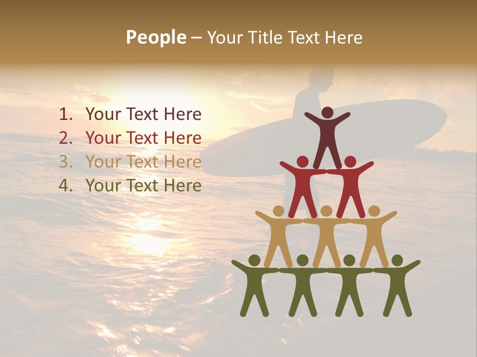 Silhouette Of Surfer At Sunset PowerPoint Template