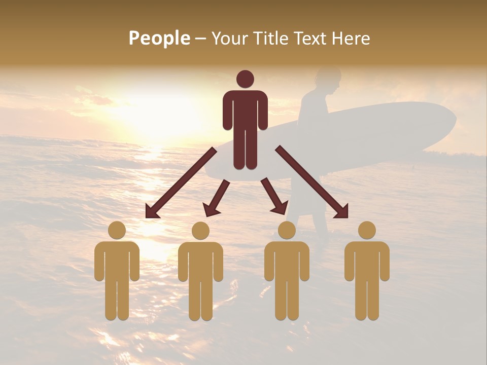 Silhouette Of Surfer At Sunset PowerPoint Template