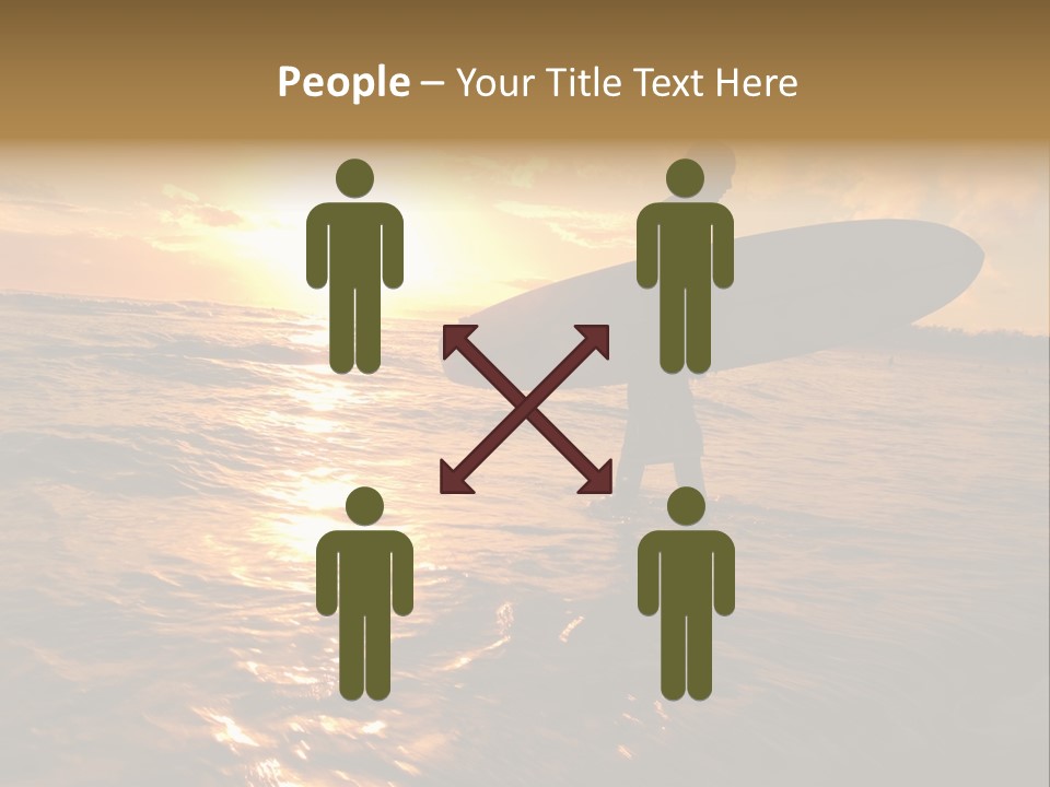 Silhouette Of Surfer At Sunset PowerPoint Template