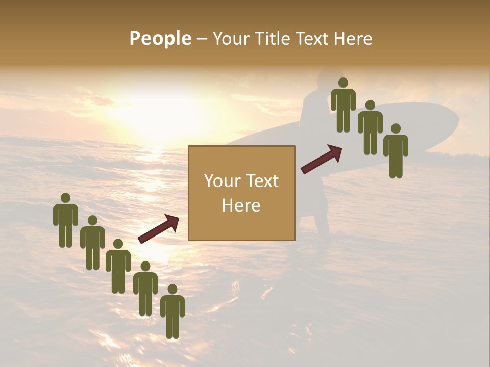 Silhouette Of Surfer At Sunset PowerPoint Template