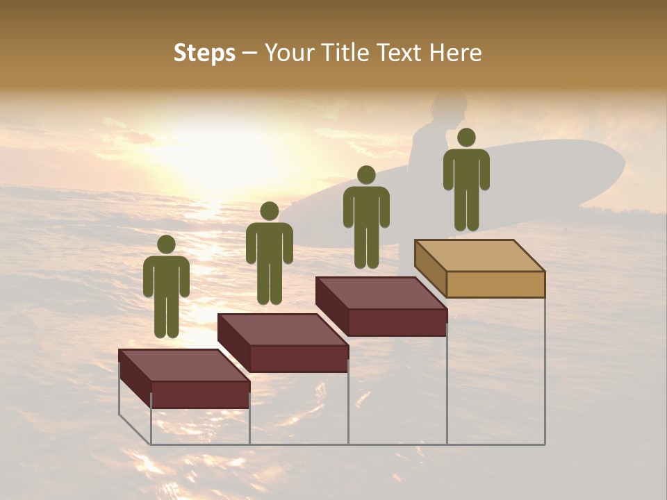 Silhouette Of Surfer At Sunset PowerPoint Template