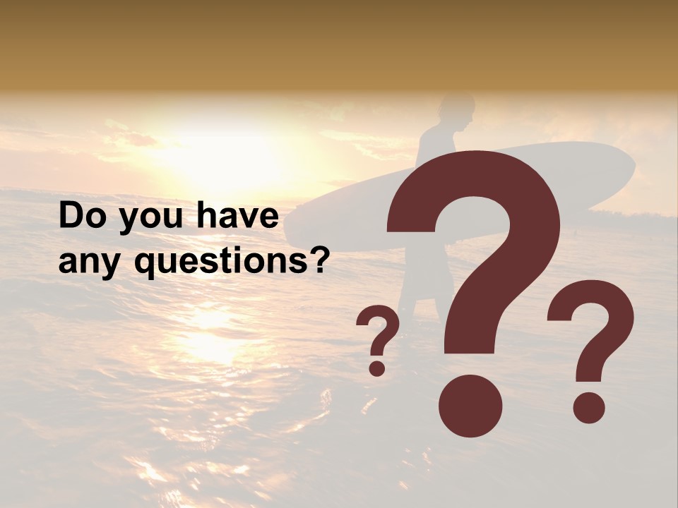 Silhouette Of Surfer At Sunset PowerPoint Template