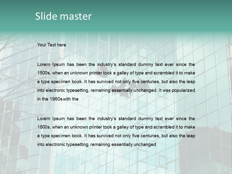 Worker Climbing At Mirror Wall Of Office Building PowerPoint Template