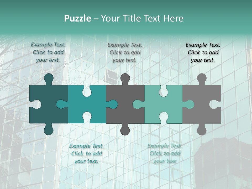 Worker Climbing At Mirror Wall Of Office Building PowerPoint Template