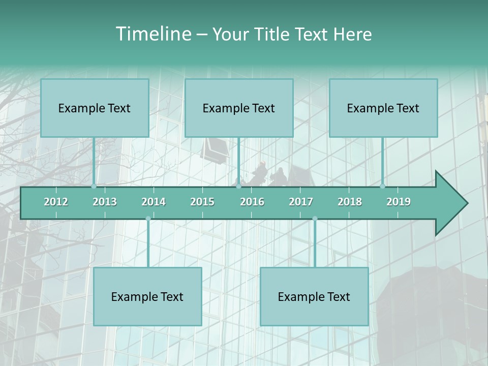 Worker Climbing At Mirror Wall Of Office Building PowerPoint Template
