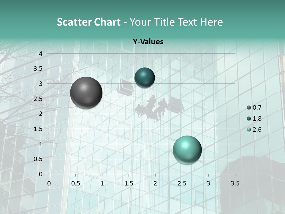 Worker Climbing At Mirror Wall Of Office Building PowerPoint Template