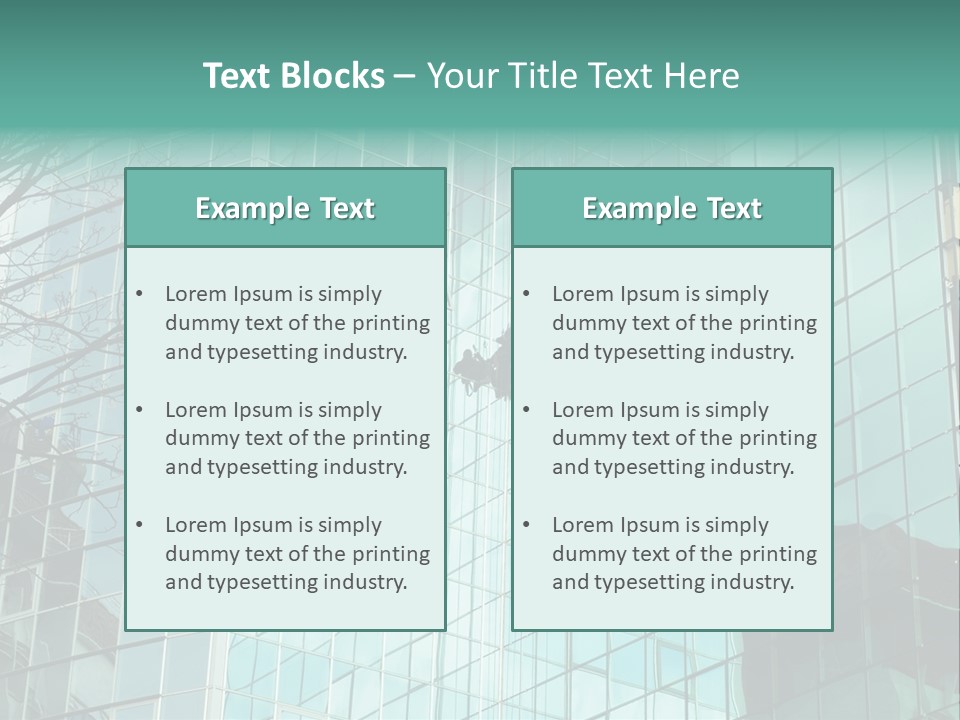 Worker Climbing At Mirror Wall Of Office Building PowerPoint Template