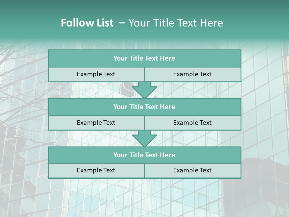 Worker Climbing At Mirror Wall Of Office Building PowerPoint Template