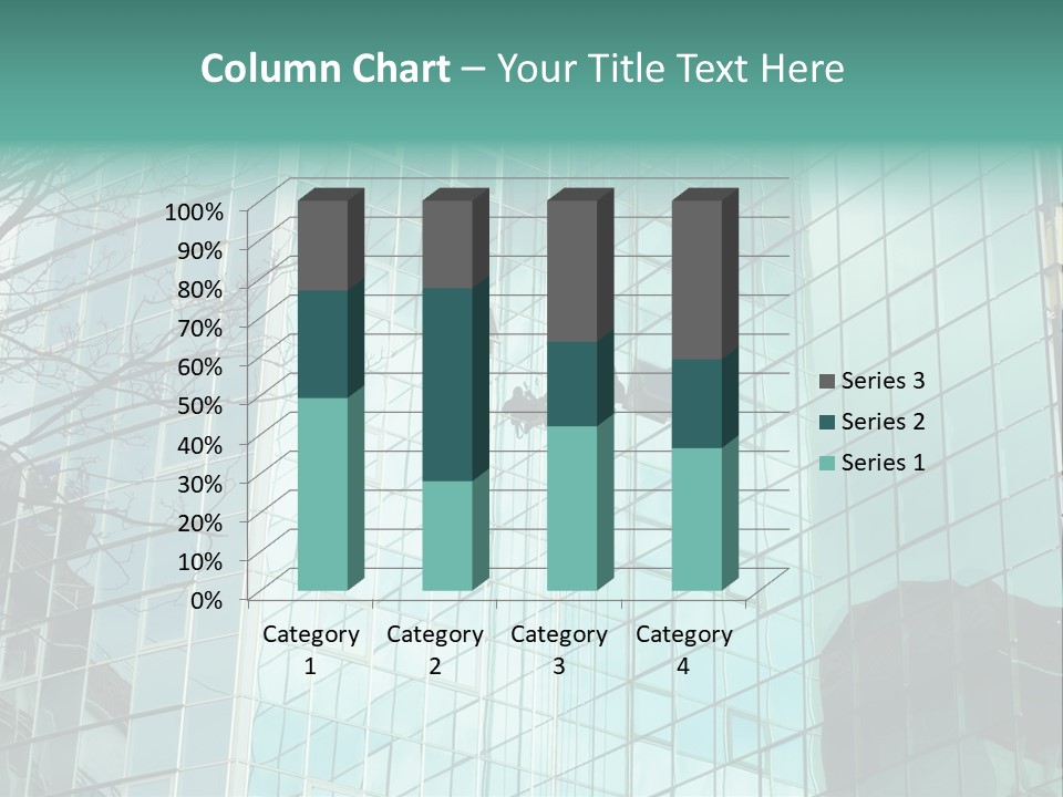 Worker Climbing At Mirror Wall Of Office Building PowerPoint Template