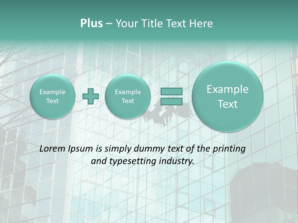 Worker Climbing At Mirror Wall Of Office Building PowerPoint Template
