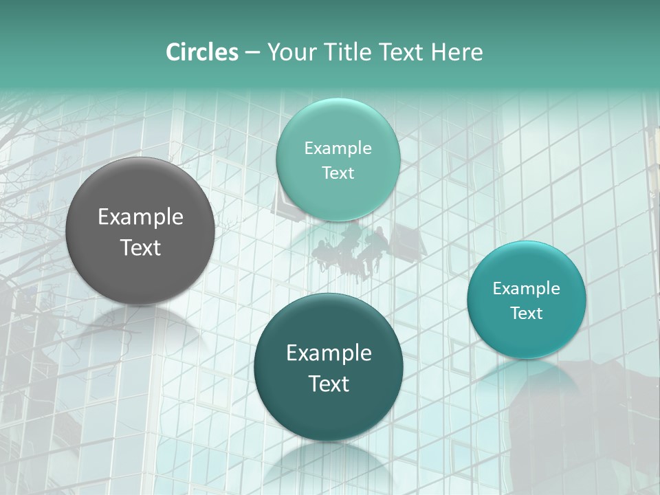 Worker Climbing At Mirror Wall Of Office Building PowerPoint Template