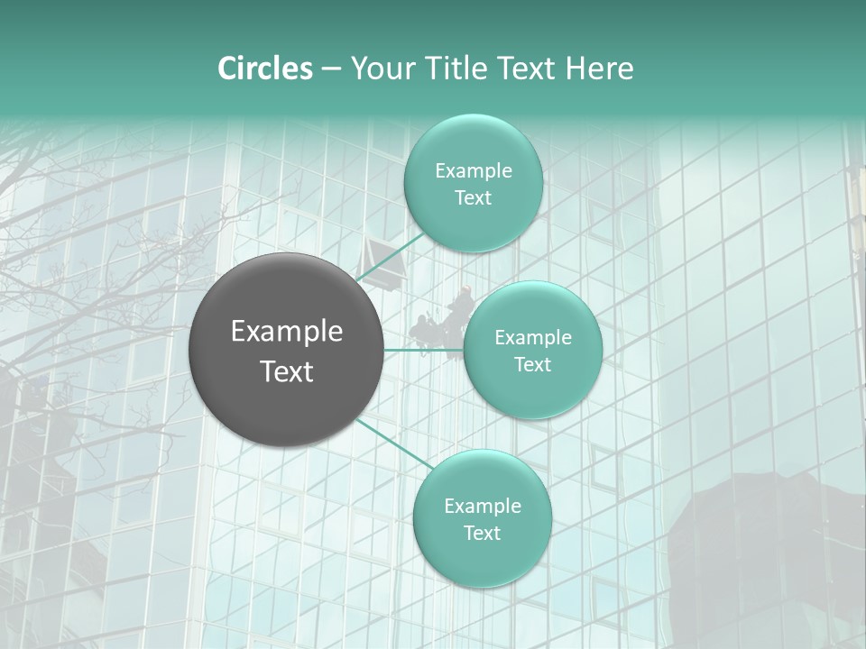 Worker Climbing At Mirror Wall Of Office Building PowerPoint Template