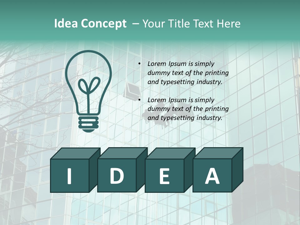 Worker Climbing At Mirror Wall Of Office Building PowerPoint Template