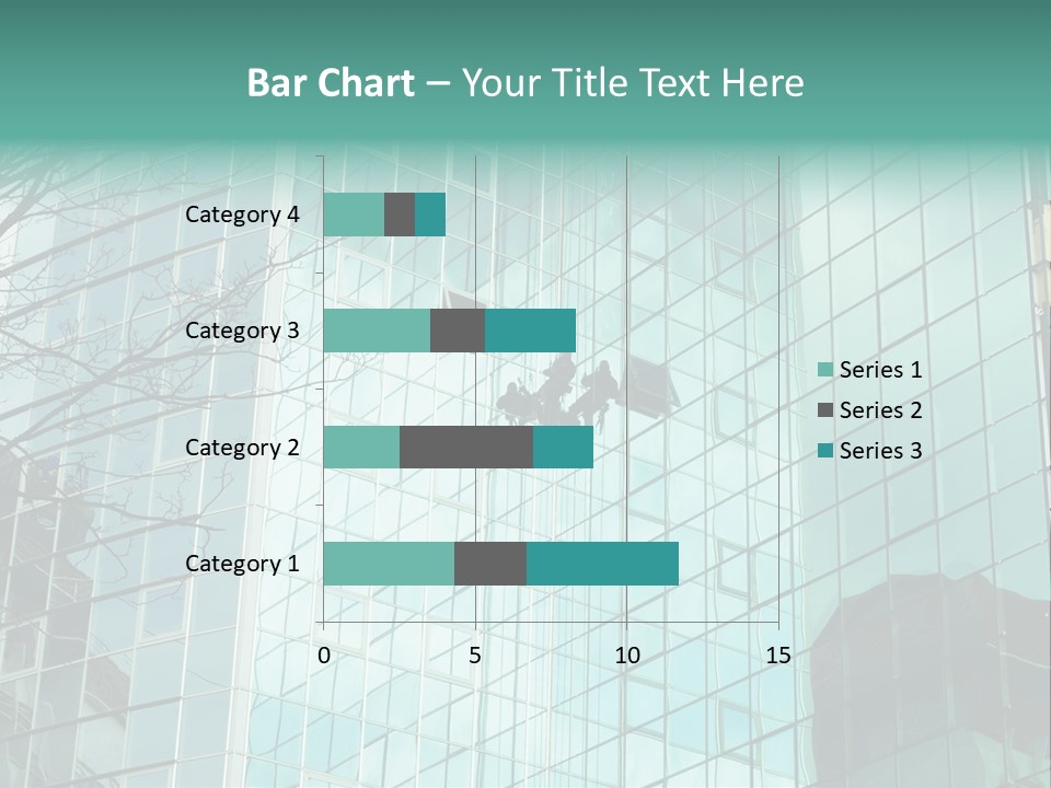 Worker Climbing At Mirror Wall Of Office Building PowerPoint Template