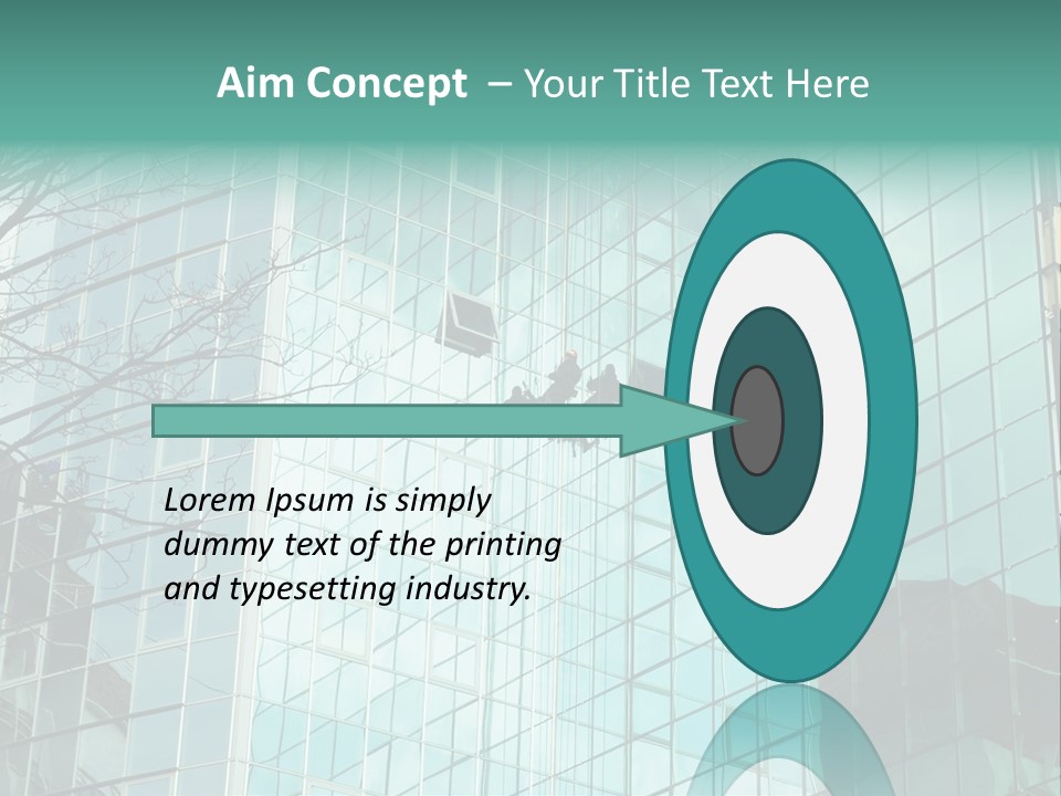 Worker Climbing At Mirror Wall Of Office Building PowerPoint Template