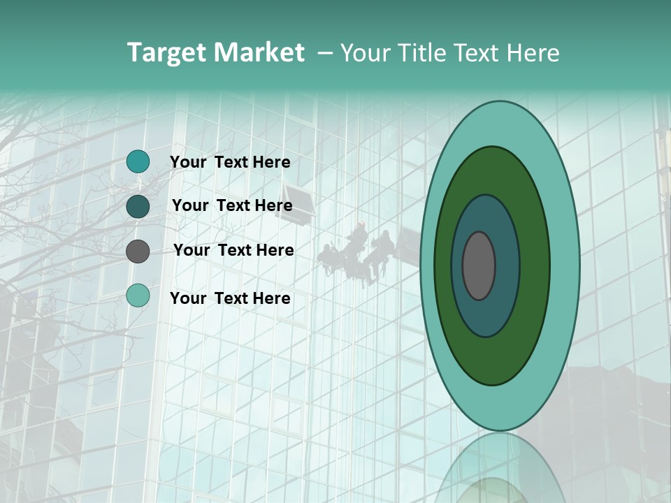 Worker Climbing At Mirror Wall Of Office Building PowerPoint Template