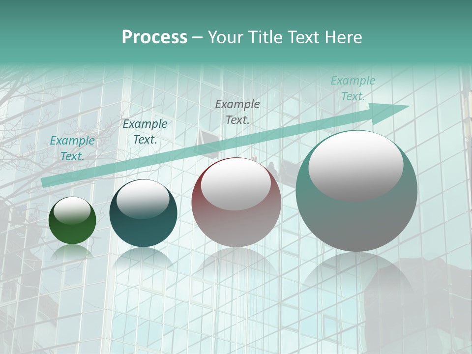 Worker Climbing At Mirror Wall Of Office Building PowerPoint Template