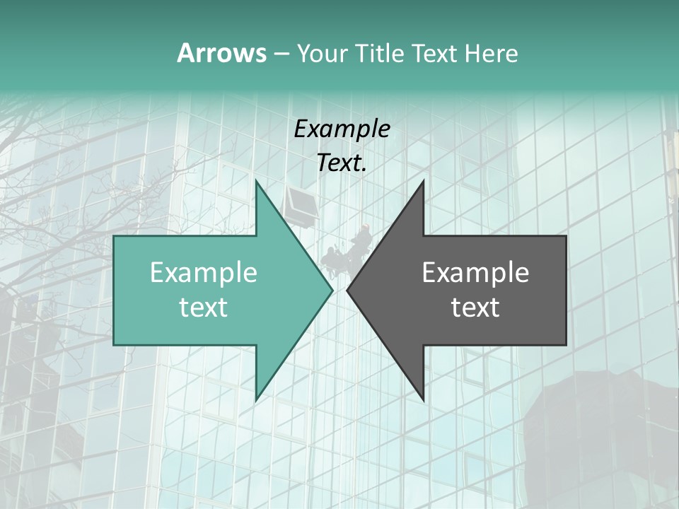 Worker Climbing At Mirror Wall Of Office Building PowerPoint Template