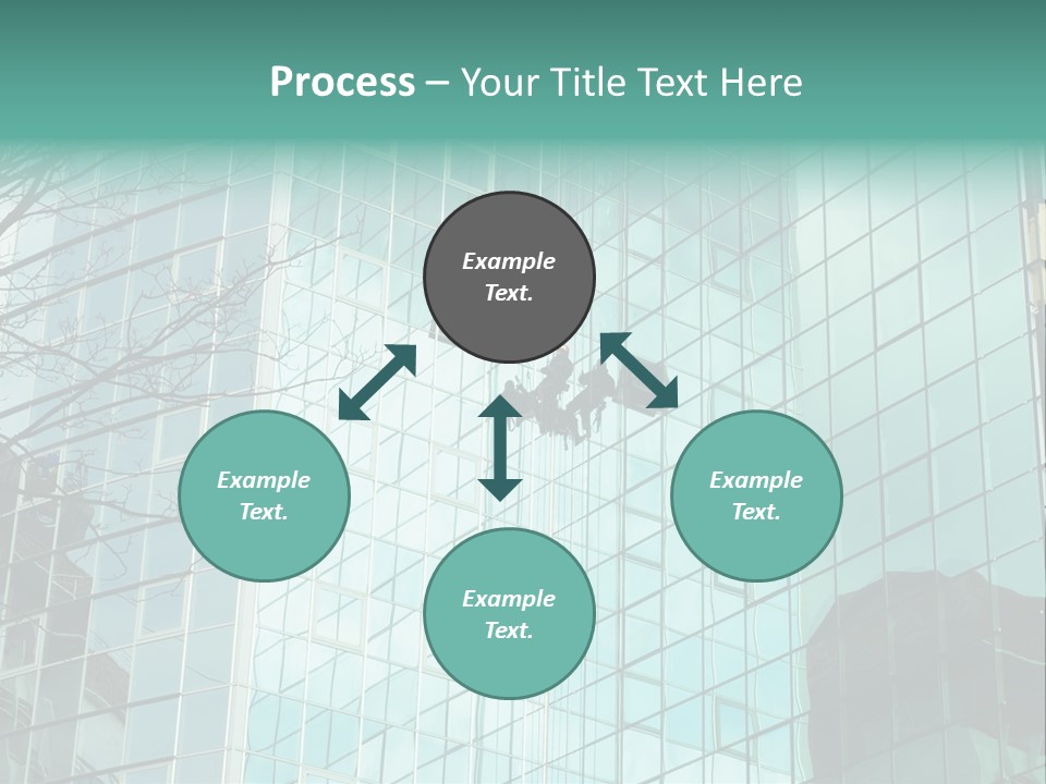Worker Climbing At Mirror Wall Of Office Building PowerPoint Template