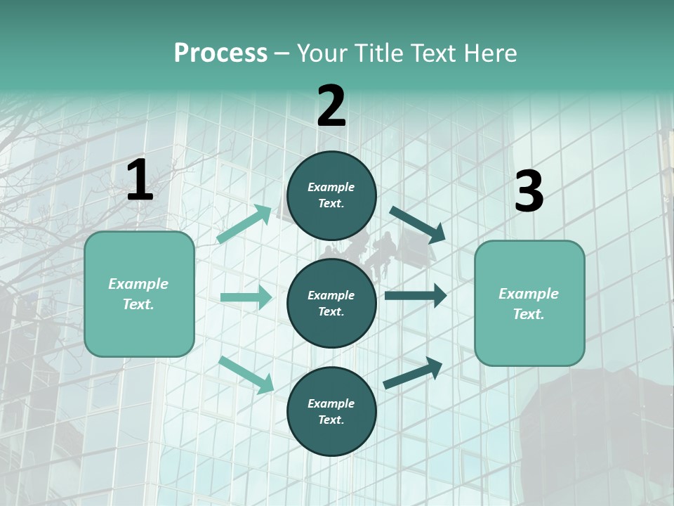 Worker Climbing At Mirror Wall Of Office Building PowerPoint Template