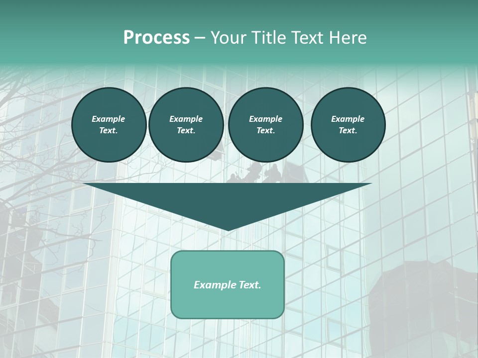 Worker Climbing At Mirror Wall Of Office Building PowerPoint Template