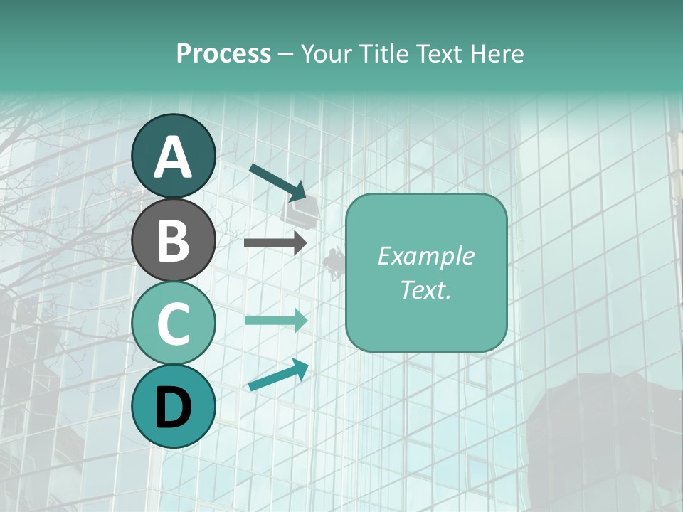 Worker Climbing At Mirror Wall Of Office Building PowerPoint Template
