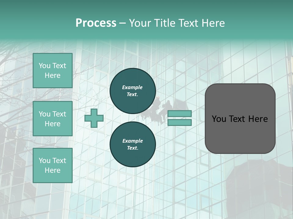 Worker Climbing At Mirror Wall Of Office Building PowerPoint Template