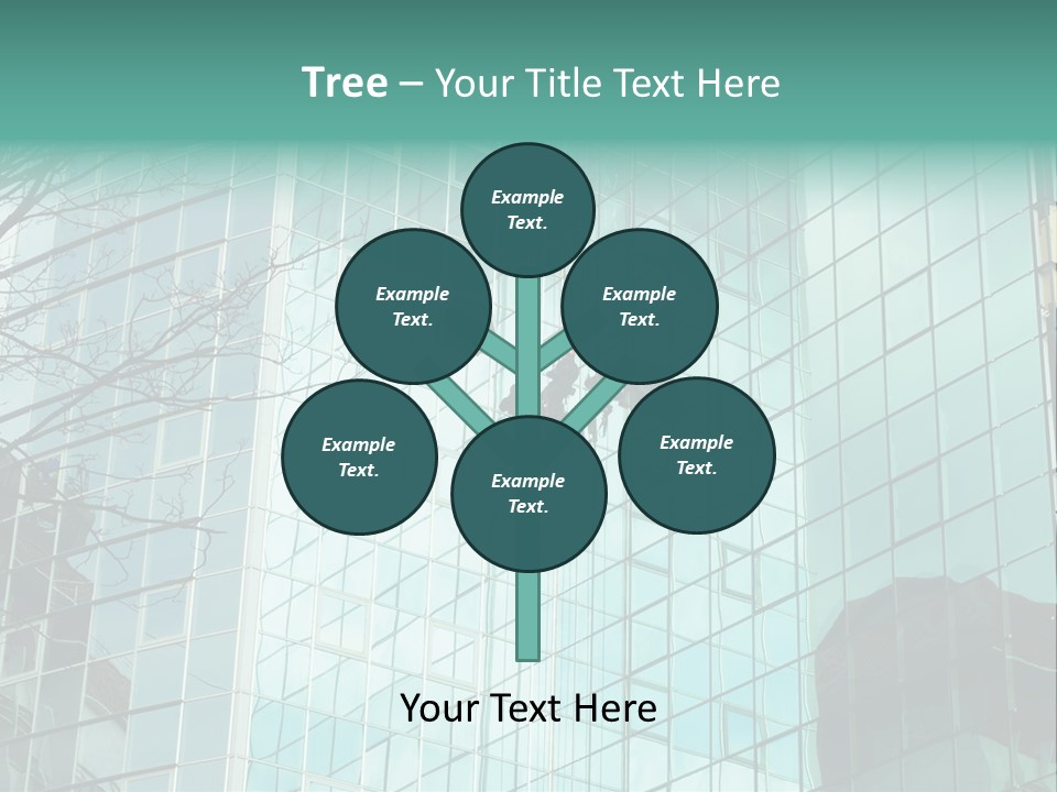 Worker Climbing At Mirror Wall Of Office Building PowerPoint Template