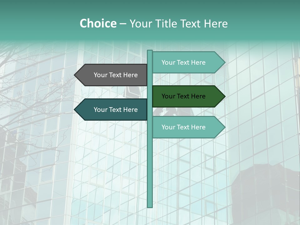 Worker Climbing At Mirror Wall Of Office Building PowerPoint Template