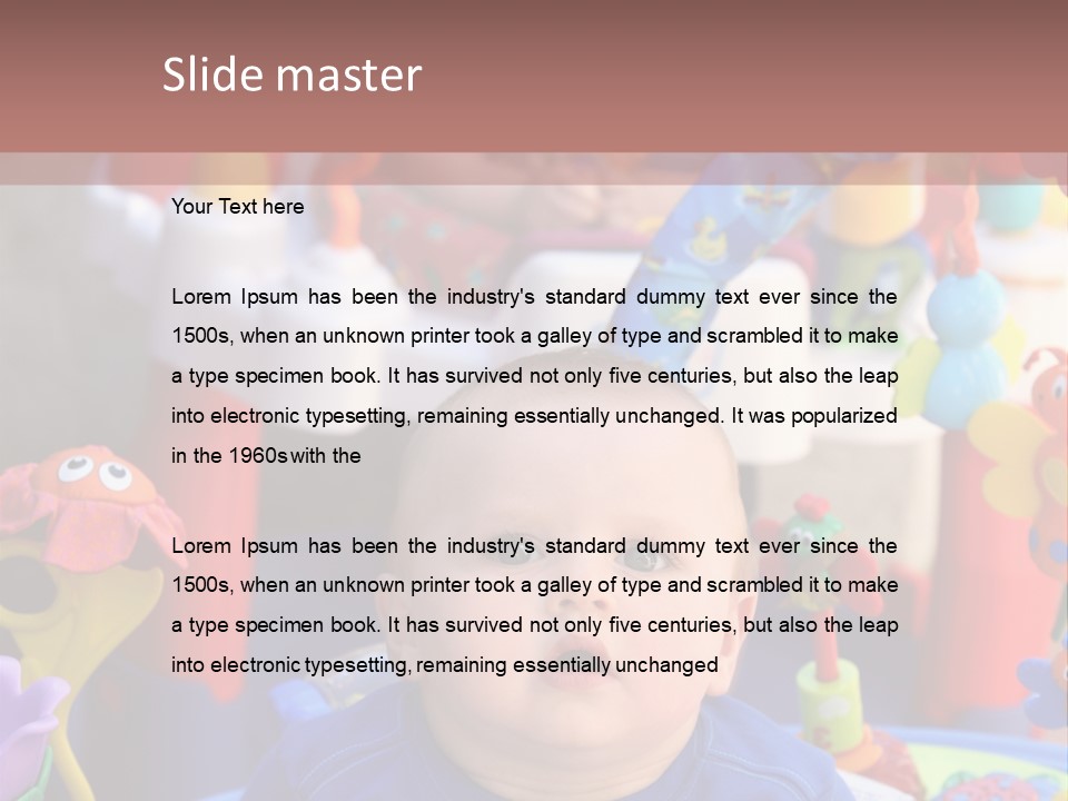 Two Baby Boys Twin Brothers Playing Together PowerPoint Template