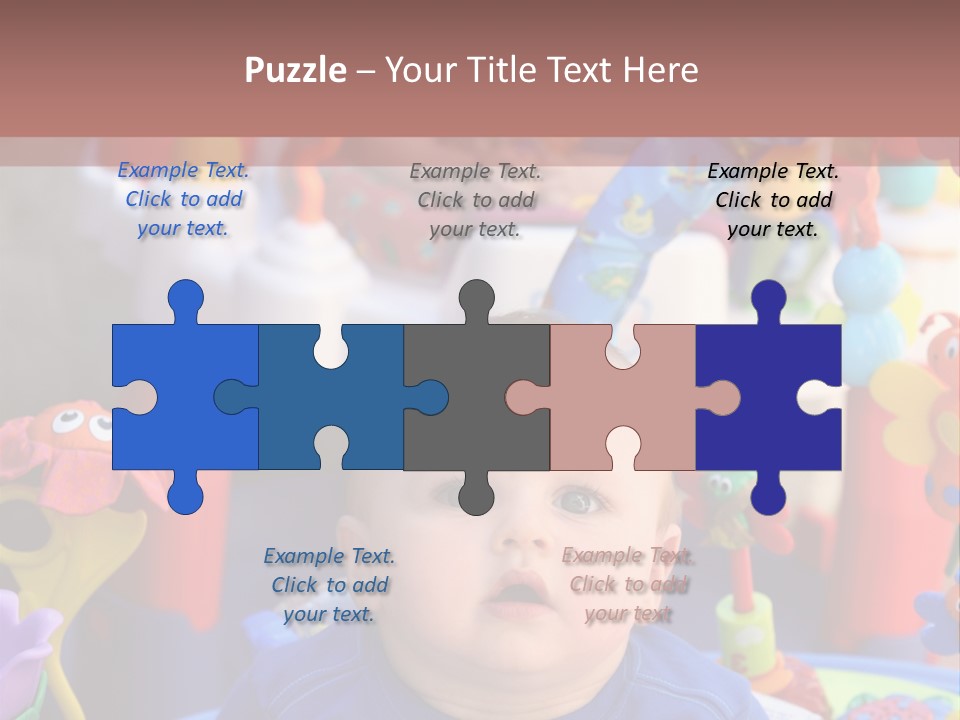 Two Baby Boys Twin Brothers Playing Together PowerPoint Template