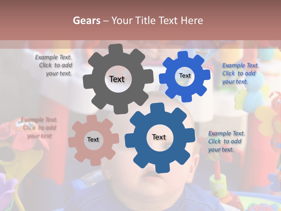 Two Baby Boys Twin Brothers Playing Together PowerPoint Template