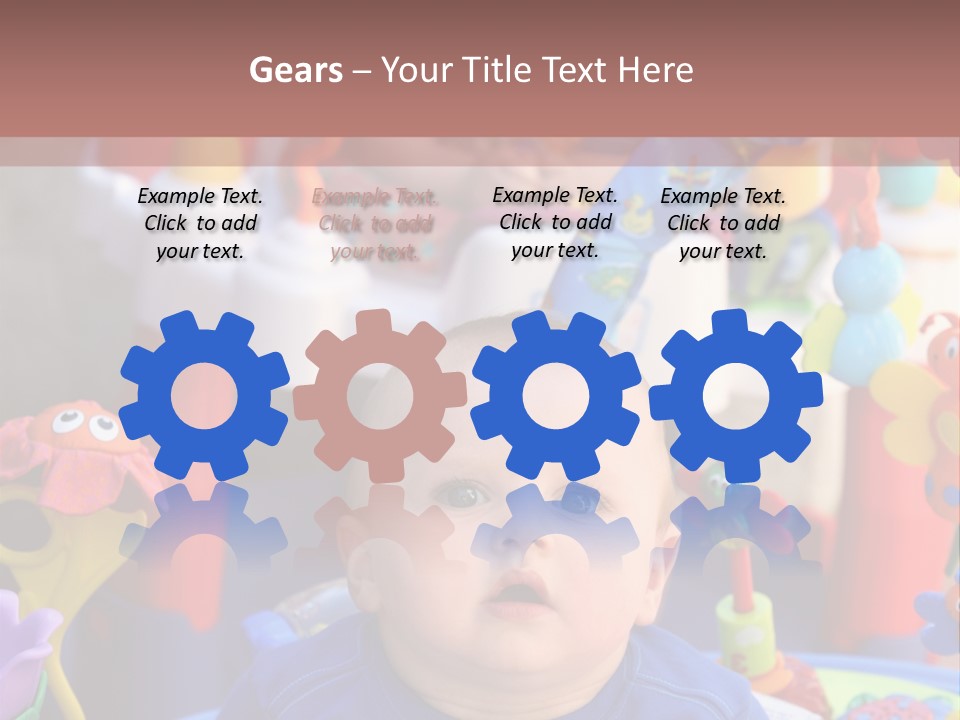 Two Baby Boys Twin Brothers Playing Together PowerPoint Template