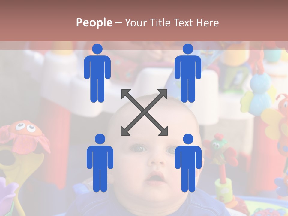 Two Baby Boys Twin Brothers Playing Together PowerPoint Template