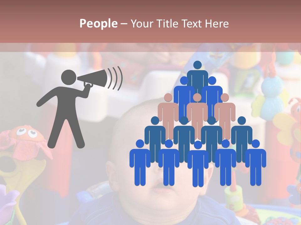 Two Baby Boys Twin Brothers Playing Together PowerPoint Template