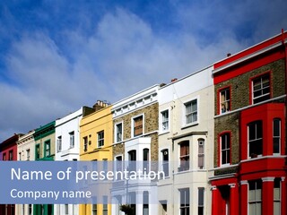 Famous London Street With Lot Of Color Houses PowerPoint Template