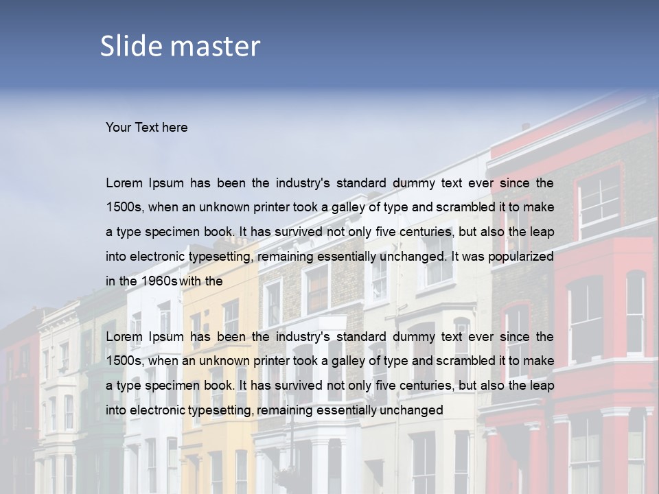 Famous London Street With Lot Of Color Houses PowerPoint Template