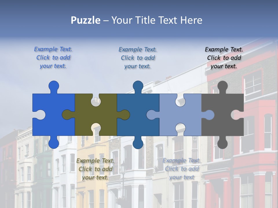 Famous London Street With Lot Of Color Houses PowerPoint Template