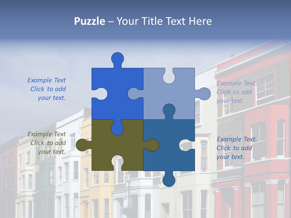 Famous London Street With Lot Of Color Houses PowerPoint Template