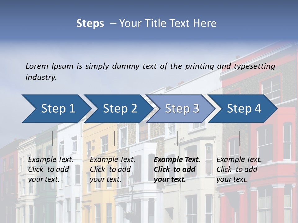 Famous London Street With Lot Of Color Houses PowerPoint Template