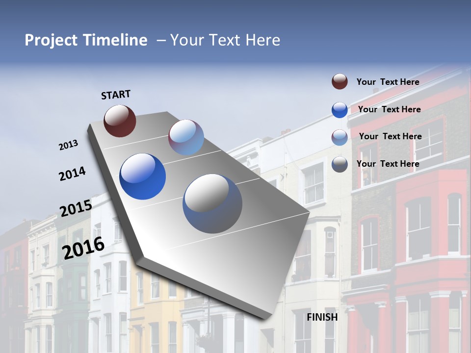 Famous London Street With Lot Of Color Houses PowerPoint Template