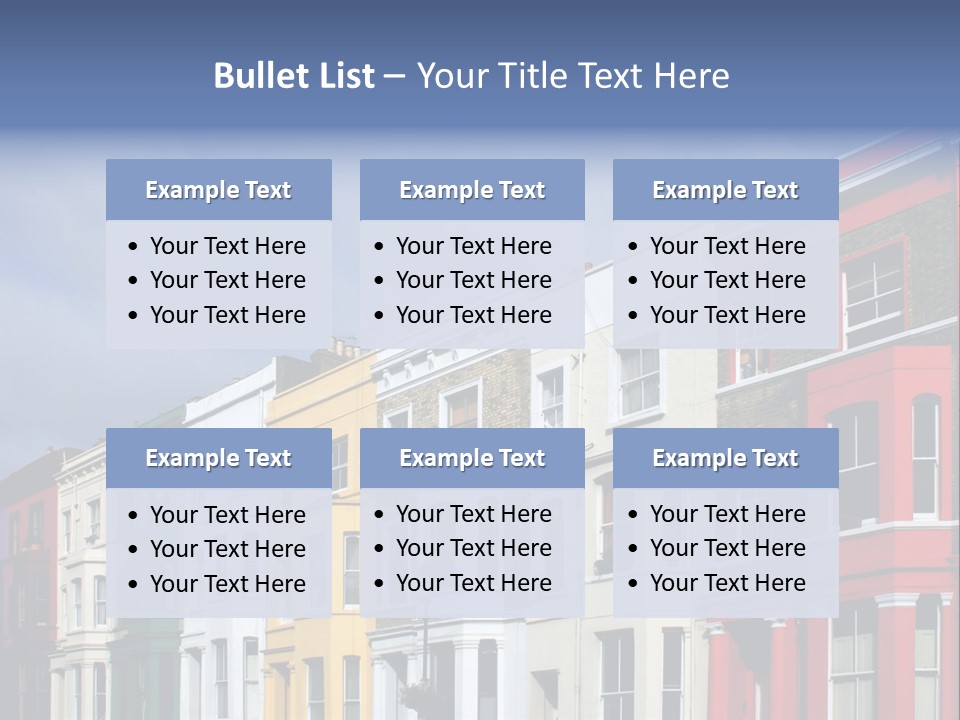 Famous London Street With Lot Of Color Houses PowerPoint Template