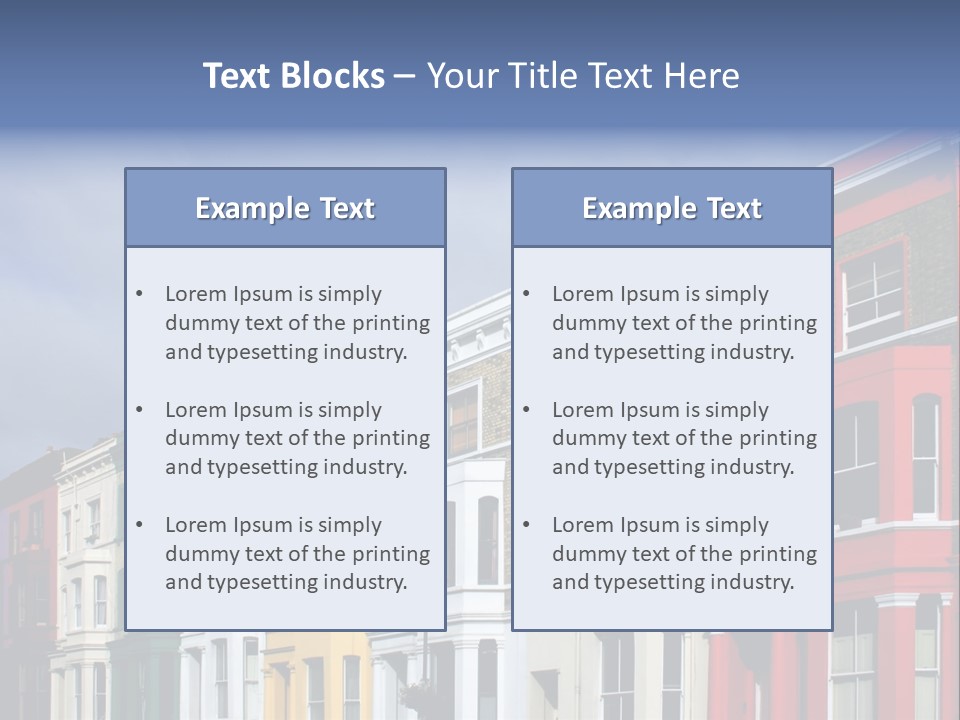 Famous London Street With Lot Of Color Houses PowerPoint Template