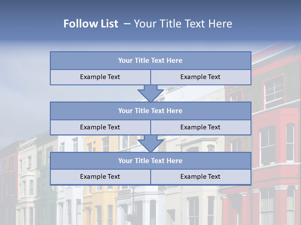 Famous London Street With Lot Of Color Houses PowerPoint Template