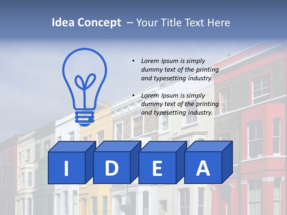 Famous London Street With Lot Of Color Houses PowerPoint Template