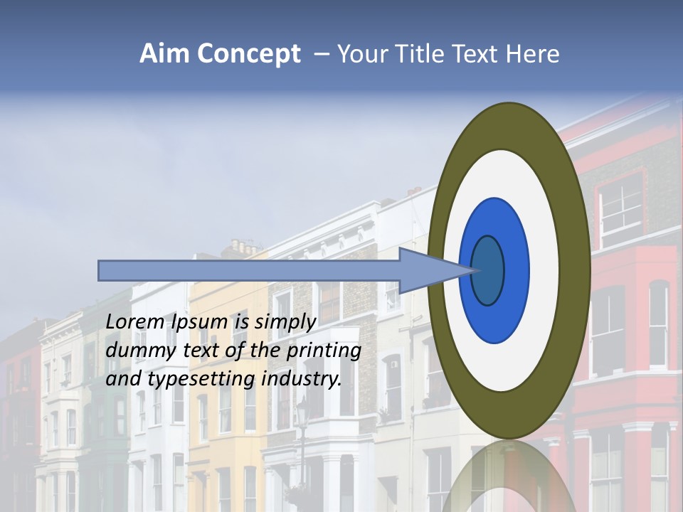 Famous London Street With Lot Of Color Houses PowerPoint Template