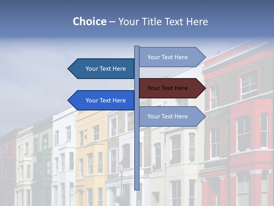 Famous London Street With Lot Of Color Houses PowerPoint Template